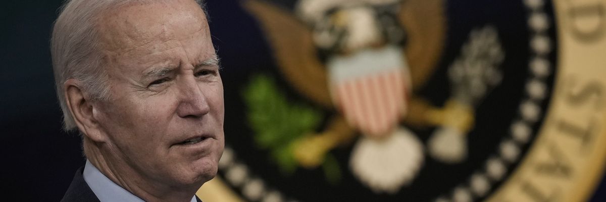 U.S. President Joe Biden speaks in the South Court Auditorium at the White House