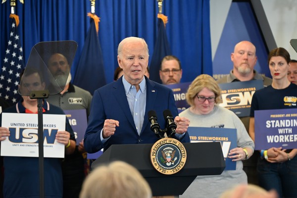 ​U.S. President Joe Biden speaks on proposing tariffs on Chinese steel at the United Steelworkers Headquarters in Pittsburgh, Pennsylvania.