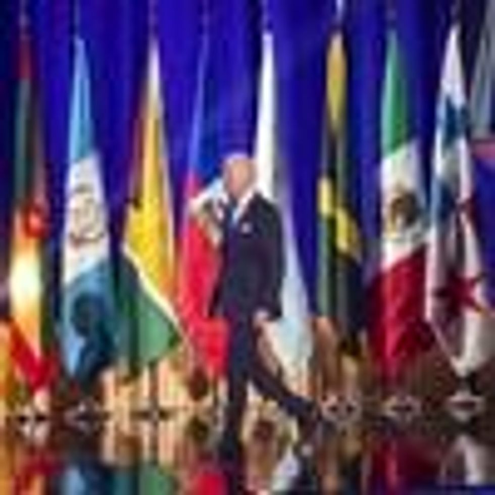 U.S. President Joe Biden takes the stage to speak during the Summit of the Americas at the Microsoft Theater in Los Angeles on June 8, 2022.