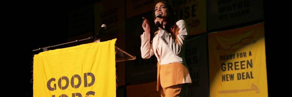 "Middle-of-the-Road" Climate Plans From Centrist Democrats Won't Save Us, Warns AOC at Green New Deal Rally