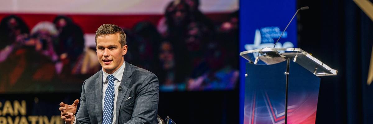U.S. Rep. Madison Cawthorn (R-N.C.) speaks during the Conservative Political Action Conference held in Dallas, Texas on July 9, 2021.