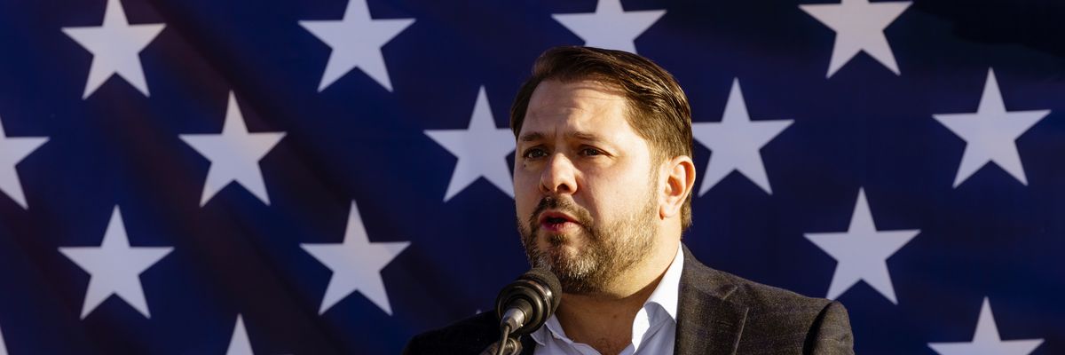 U.S. Rep. Ruben Gallego (D-Ariz.), who is running for Senate, speaks during a campaign event at Grant Park on Phoenix on January 28, 2023.
