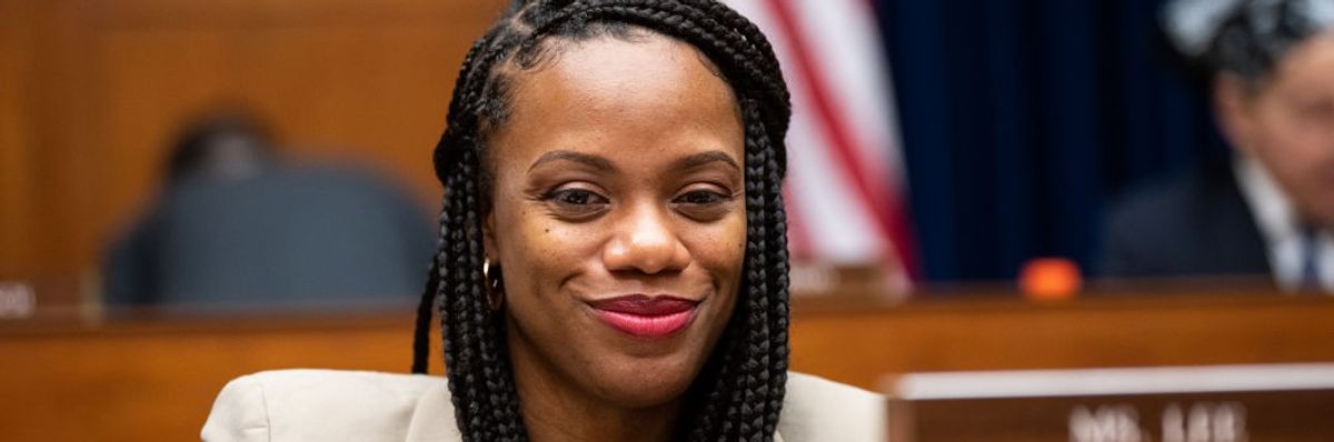 U.S. Rep. Summer Lee (D-Pa.) participates in a House Oversight and Accountability Committee organizing meeting on January 31, 2023.