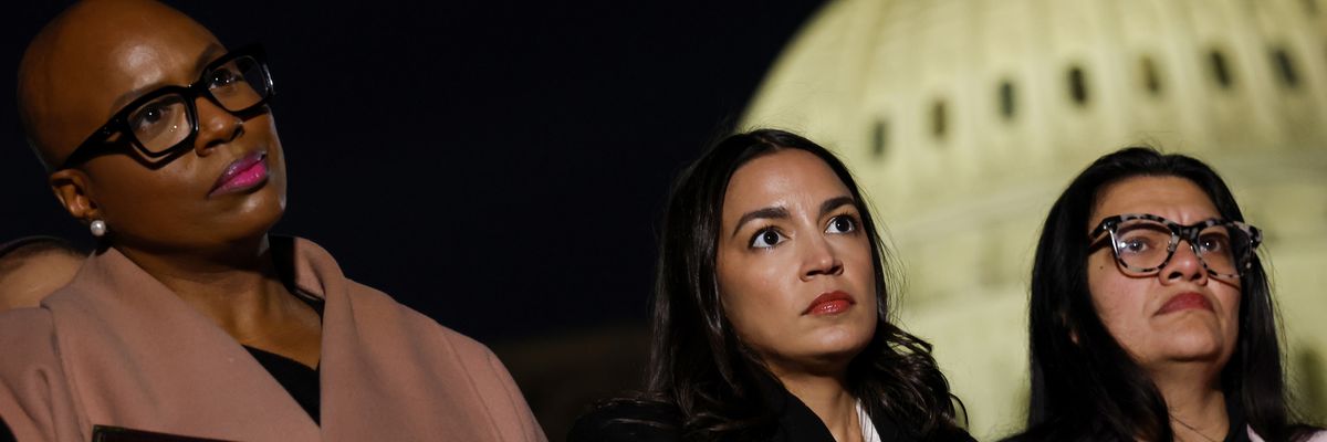 U.S. Reps. Ayanna Pressley, Alexandria Ocasio-Cortez, and Rashida Tlaib (