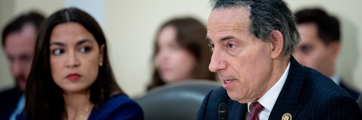 U.S. Reps. Jamie Raskin (D-Md.) and Alexandria Ocasio-Cortez (D-N.Y.)