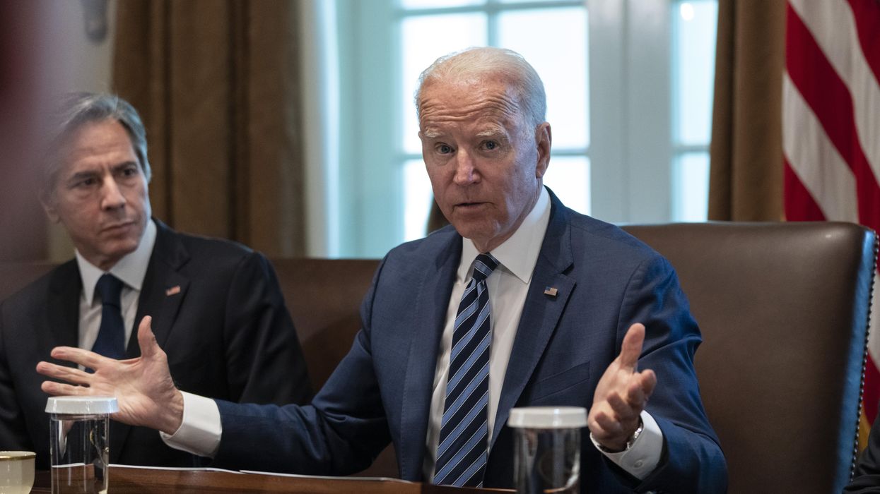 U.S. Secretary of State Antony Blinken looks on as U.S. President Joe Biden speaks at the start of a Cabinet meeting on July 20, 2021, in Washington, D.C.