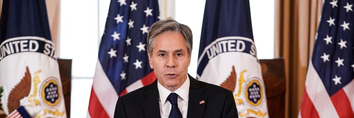 U.S. Secretary of State Antony Blinken speaks at a press conference