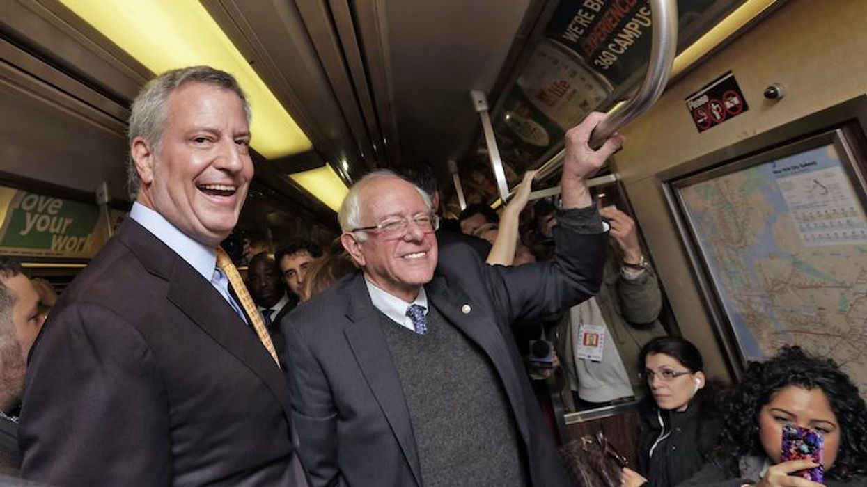 NYC Mayor Bill de Blasio Defends Amazon Deal at Sanders Event