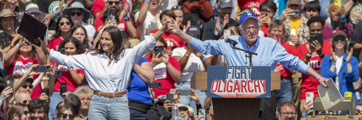 U.S. Sen. Bernie Sanders (I-Vt.) and Rep. Alexandria Ocasio-Cortez (D-N.Y.)