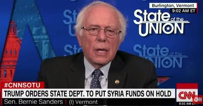 U.S. Sen. Bernie Sanders (I-Vt.) speaking Sunday to CNN's