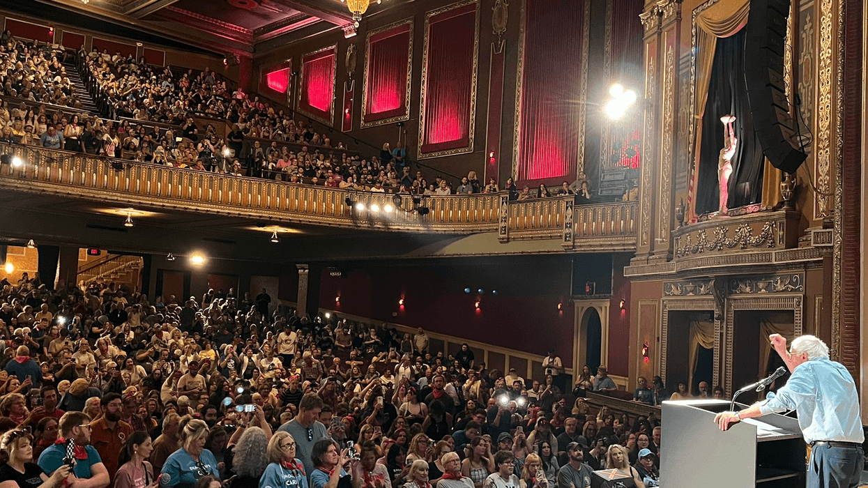 U.S. Sen. Bernie Sanders (I-Vt.) speaks to a crowd