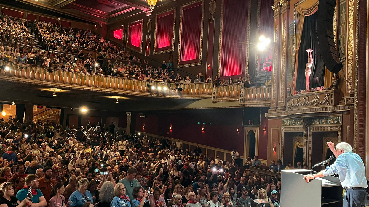 U.S. Sen. Bernie Sanders (I-Vt.) speaks to a crowd