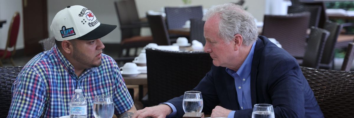 U.S. Sen. Chris Van Hollen (D-Md.) meets with Kilmar Armando Abrego Garcia