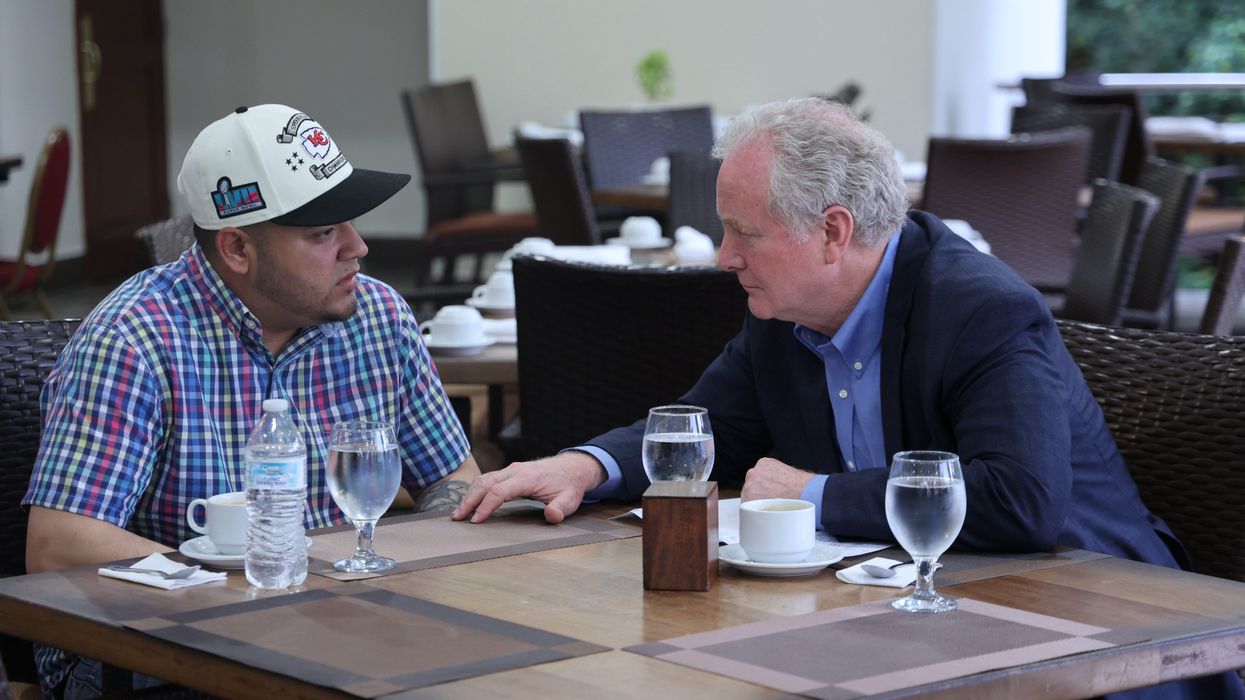 U.S. Sen. Chris Van Hollen (D-Md.) meets with Kilmar Armando Abrego Garcia.