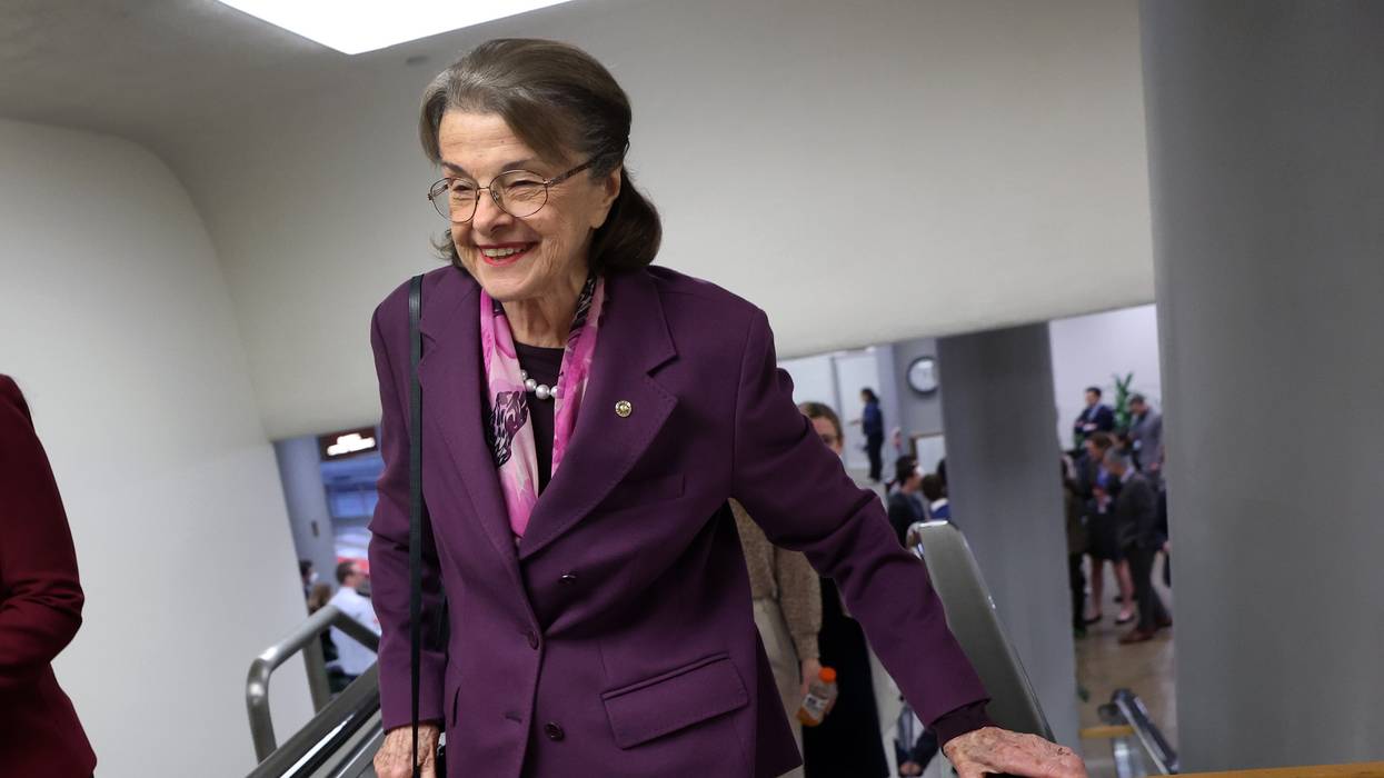 U.S. Sen. Dianne Feinstein (D-Calif.) makes her way to the Senate chambers at the U.S. Capitol on February 16, 2023.