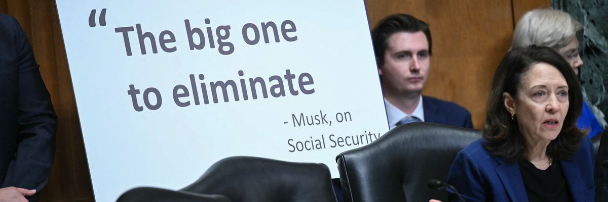 U.S. Sen. Maria Cantwell (D-Wash.) speaks during Frank Bisignano's Senate Finance Committee confirmation hearing