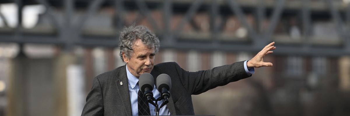 U.S. Sen. Sherrod Brown (D-Ohio) speaks in Covington, Kentucky on January 4, 2023.