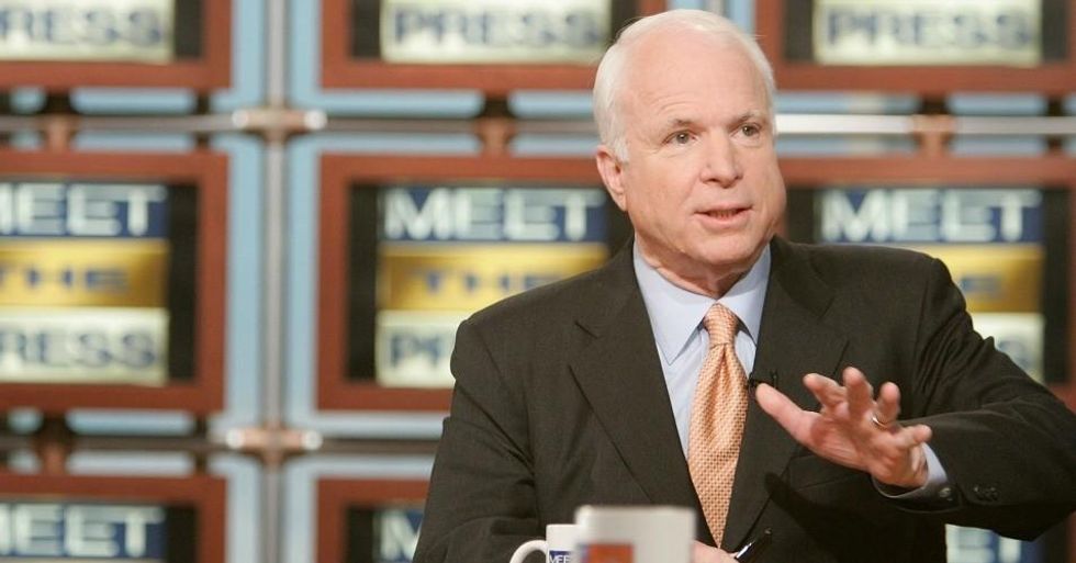 U.S. Senator John McCain (R-AZ) speaks during a taping of 'Meet the Press' at the NBC studios August 20, 2006 in Washington, DC. McCain spoke on various topics including the current situation with the war in Iraq. (Photo: Alex Wong/Getty Images for Meet the Press)