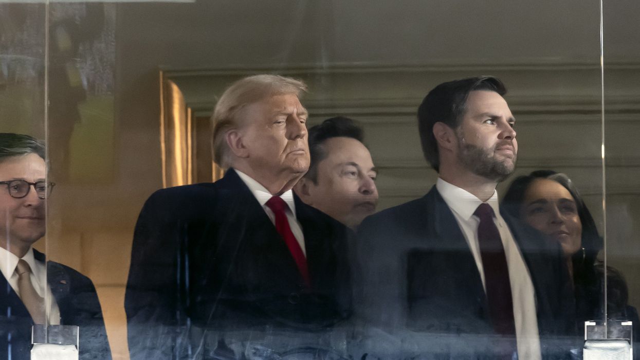 U.S. Speaker of the House Mike Johnson, President-elect Donald Trump, Tesla CEO Elon Musk, Vice President-elect JD Vance, and Trump's nominee to be Director of National Intelligence former U.S. Rep. Tulsi Gabbard.