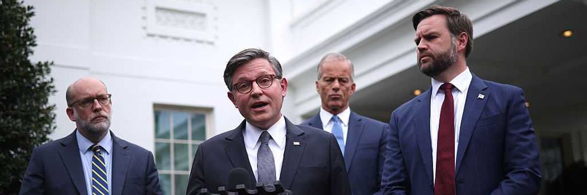 U.S. Speaker of the House Mike Johnson (R-LA) delivers remarks