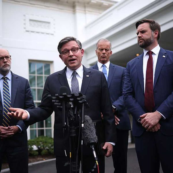 U.S. Speaker of the House Mike Johnson (R-LA) delivers remarks