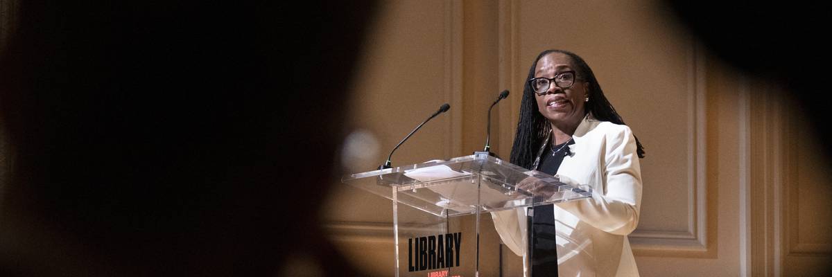 U.S. Supreme Court Justice Ketanji Brown Jackson at a podium