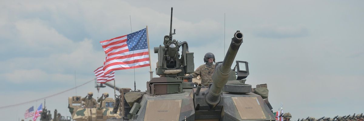 U.S. tanks appear during a military exercise