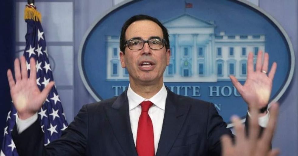 U.S. Treasury Secretary Steven Mnuchin speaks to members of the White House press corps during a daily briefing at the James Brady Press Briefing Room of the White House August 25, 2017 in Washington, D.C. (Photo: Alex Wong/Getty Images)