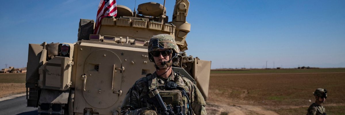 U.S. troops patrol in the countryside of Syria's Hasakeh province