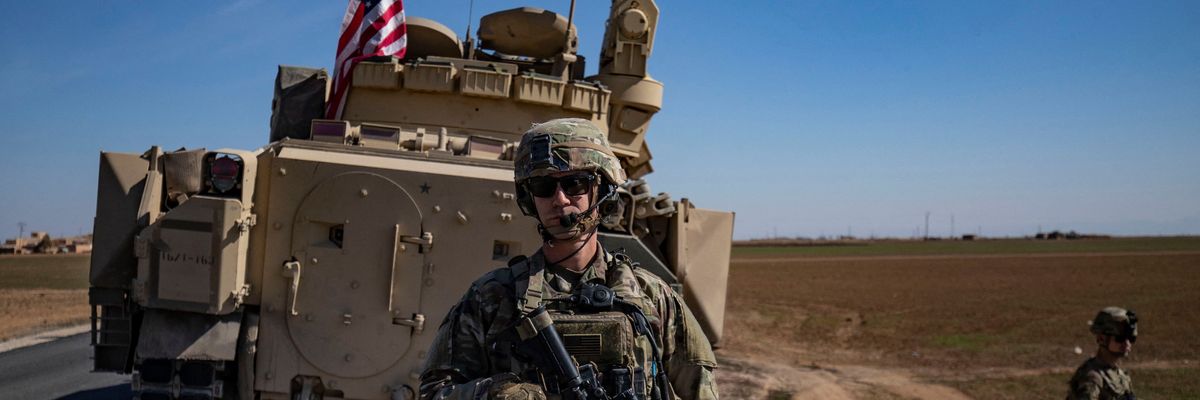 U.S. troops patrol in the countryside of Syria's Hasakeh province