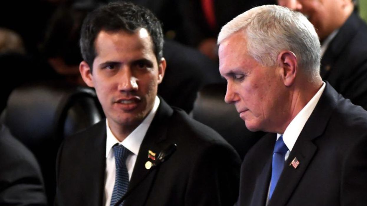 U.S. Vice President of United States Mike Pence and Venezuelan opposition leader and declared acting president by the National Assembly Juan Guaido