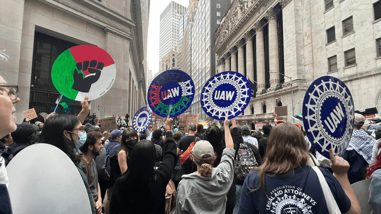 UAW members march in solidarity with Palestine.