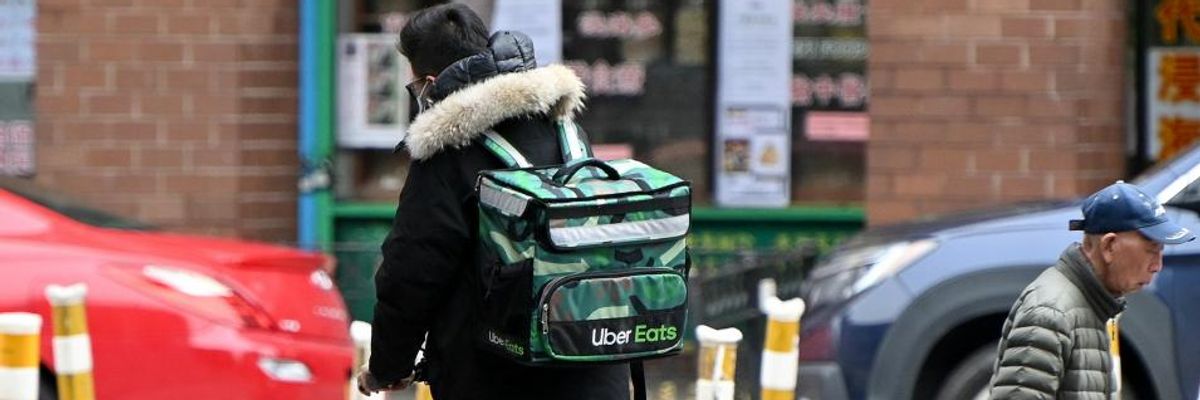 Uber Eats worker in NYC.