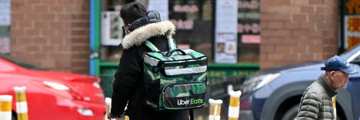 Uber Eats worker in NYC.