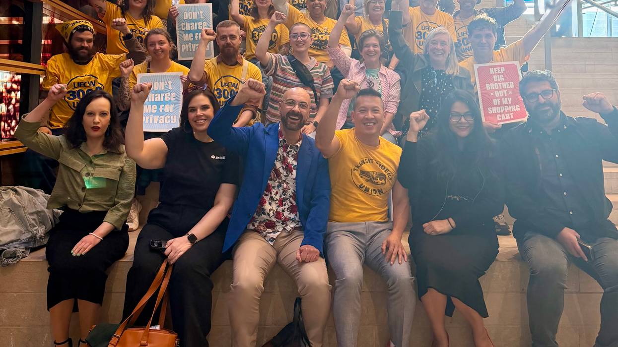 UFCW 3000 members celebrate Seattle surveillance pricing ban.