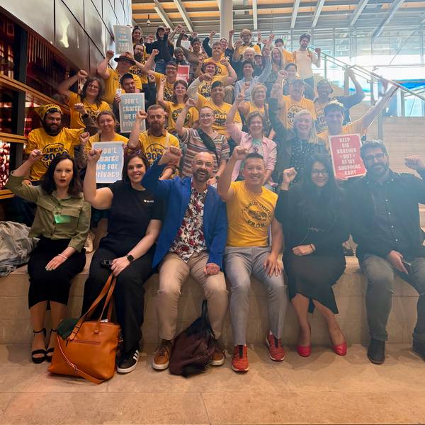 UFCW 3000 members celebrate Seattle surveillance pricing ban.