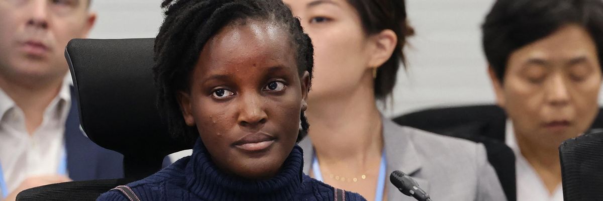 Ugandan activist Vanessa Nakate prepares to deliver a speech to the G20 in Sharm El-Sheikh, Egypt on November 15, 2022.