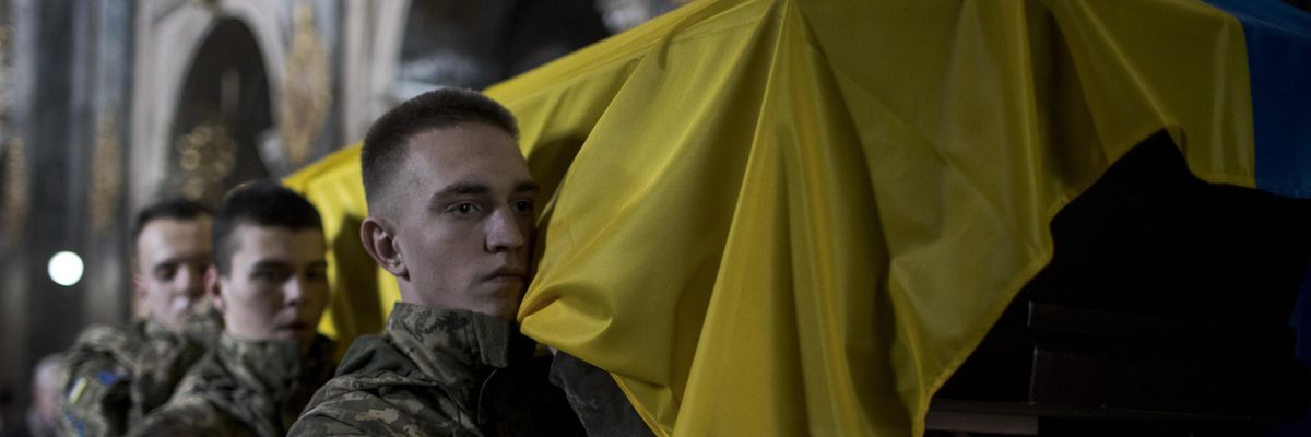 Ukraine soldiers at funeral 