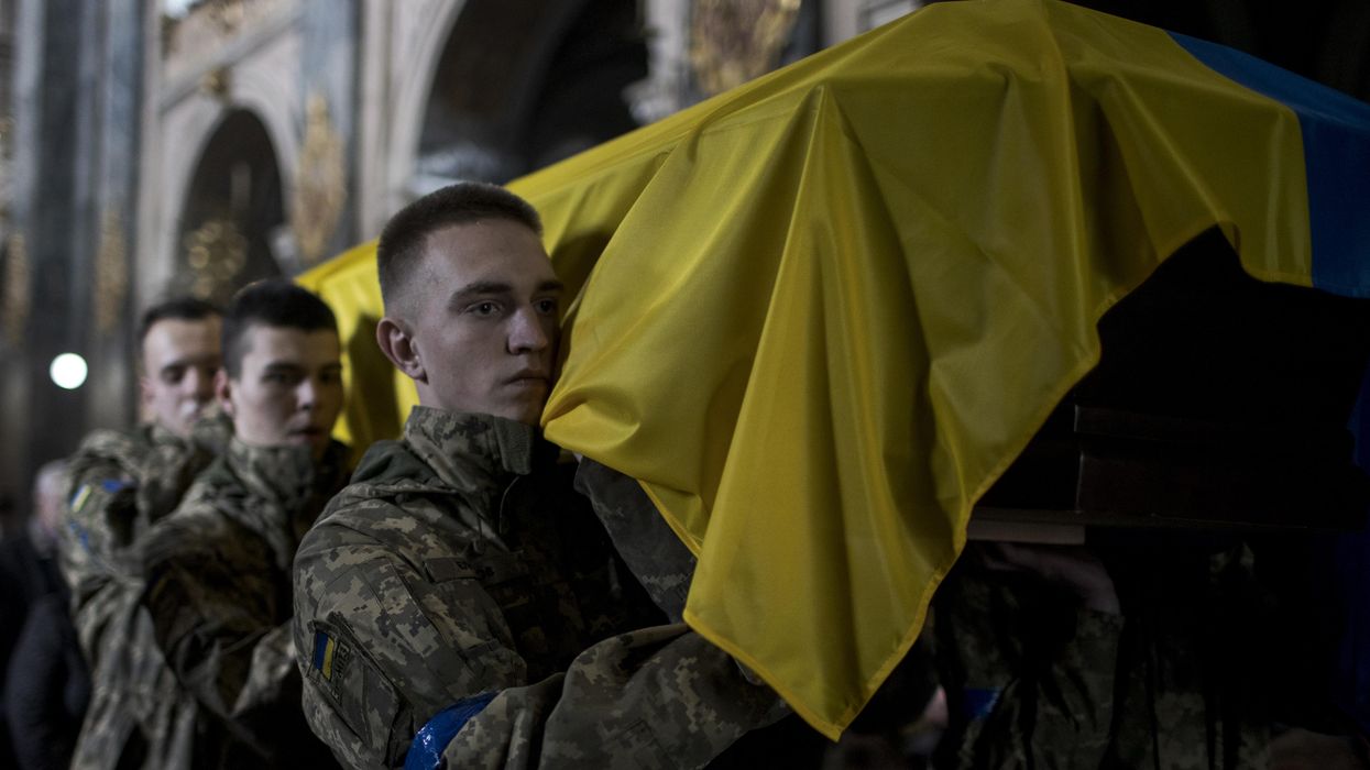 Ukraine soldiers at funeral