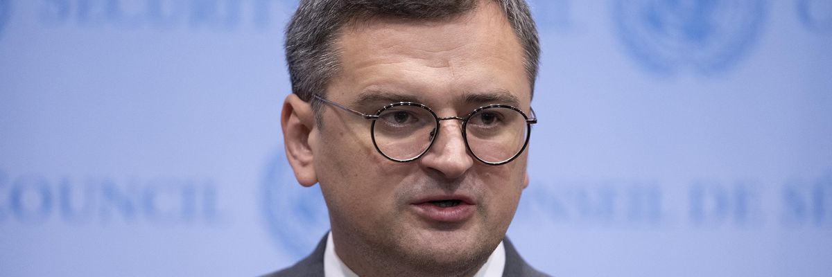 Ukrainian Foreign Minister Dmytro Kuleba speaks during a press conference