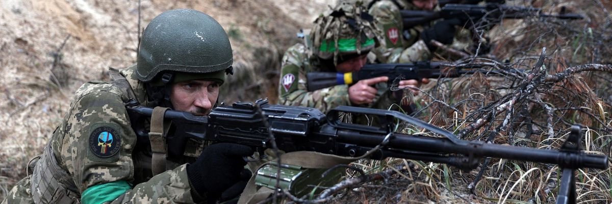 Ukrainian soldiers take part in military drills in Donetsk