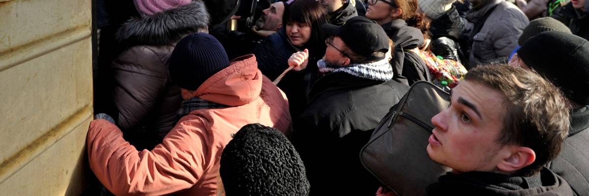 Ukrainians evacuating during war