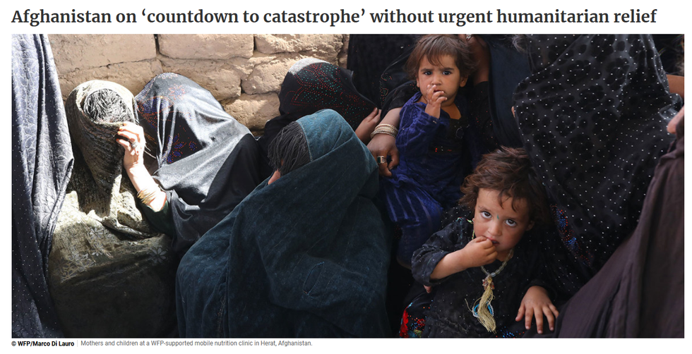 UN: Afghanistan on 'countdown to catastrophe' without urgent humanitarian relief