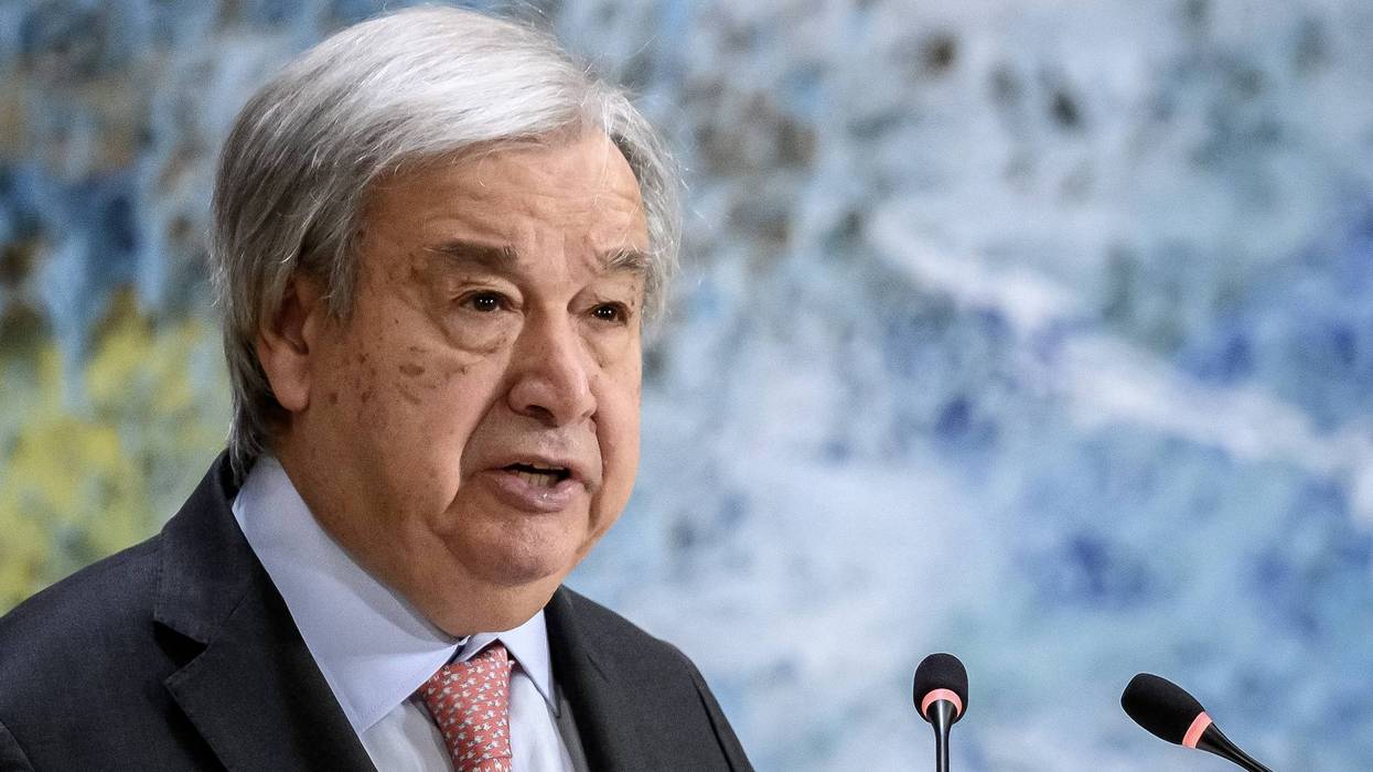 UN Secretary-General Antonio Guterres delivers a speech.