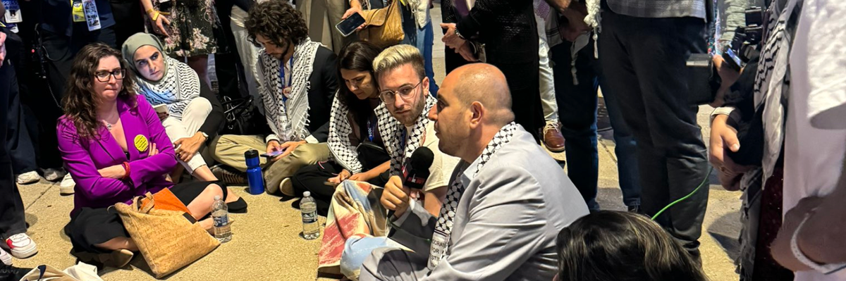 Uncommitted delegates hold sit-in at DNC