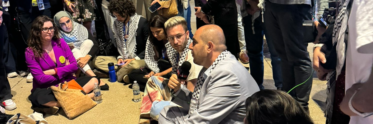 Uncommitted delegates hold sit-in at DNC