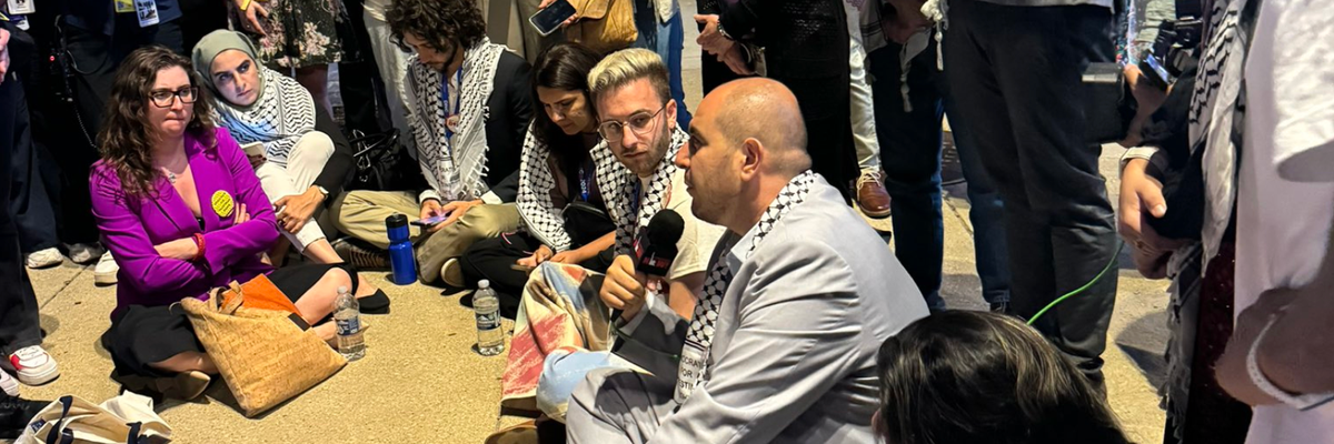 Uncommitted delegates hold sit-in at DNC