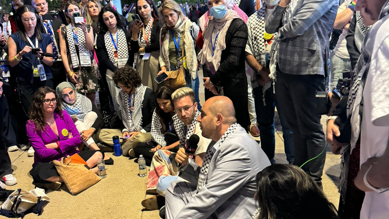Uncommitted delegates hold sit-in at DNC