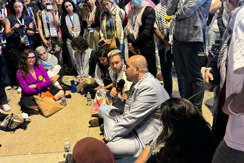 Uncommitted delegates hold sit-in at DNC