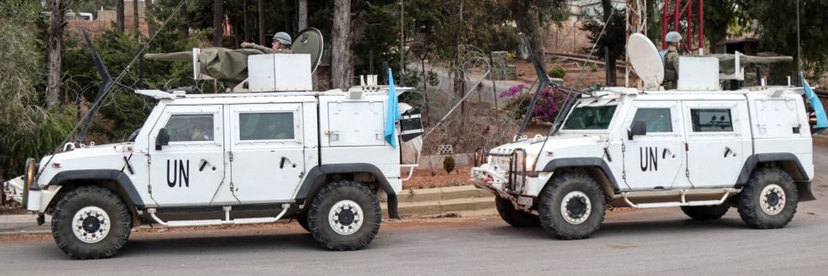 UNIFIL vehicles in southern Lebanon